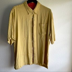 Sette Ponti 100% silk yellow button down mens XL